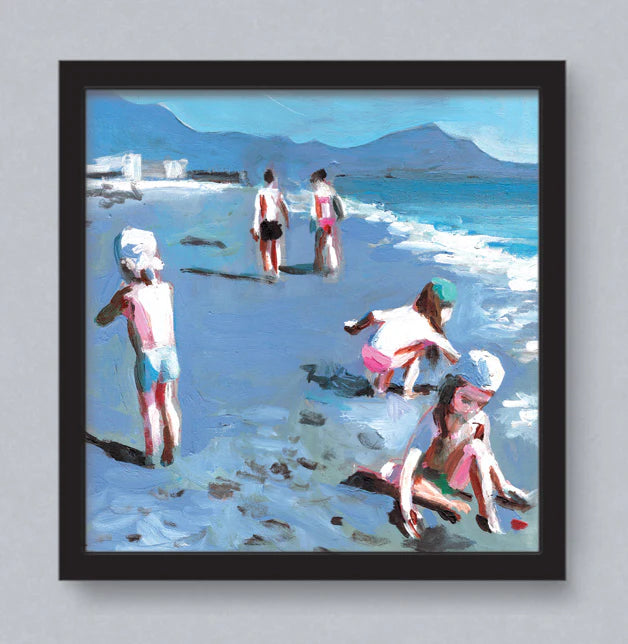 ילדים בחוף - הדפס ממוסגר