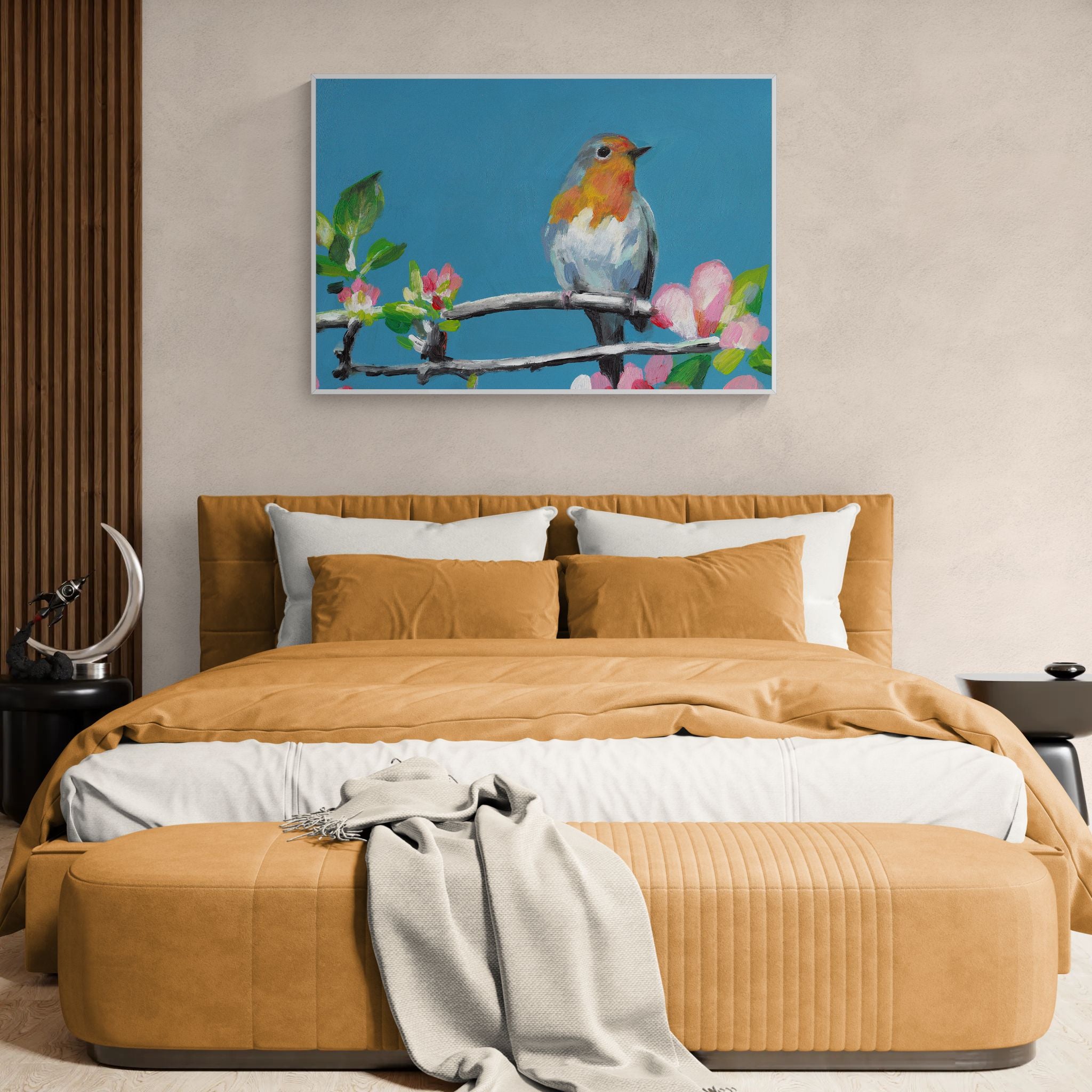 ציפור על ענף פורח | הדפס דיגיטלי