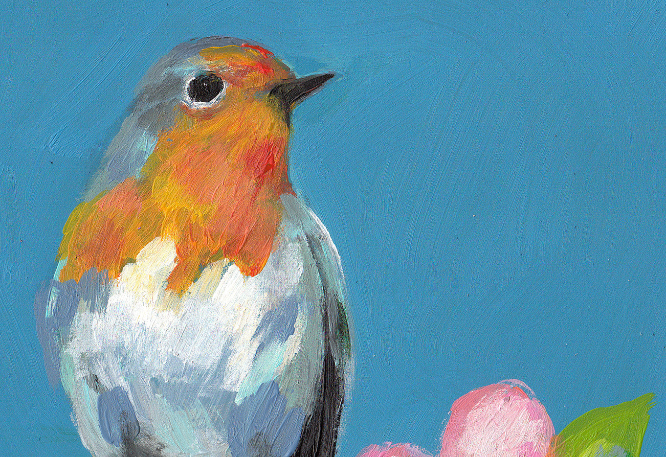 ציפור על ענף פורח | הדפס דיגיטלי