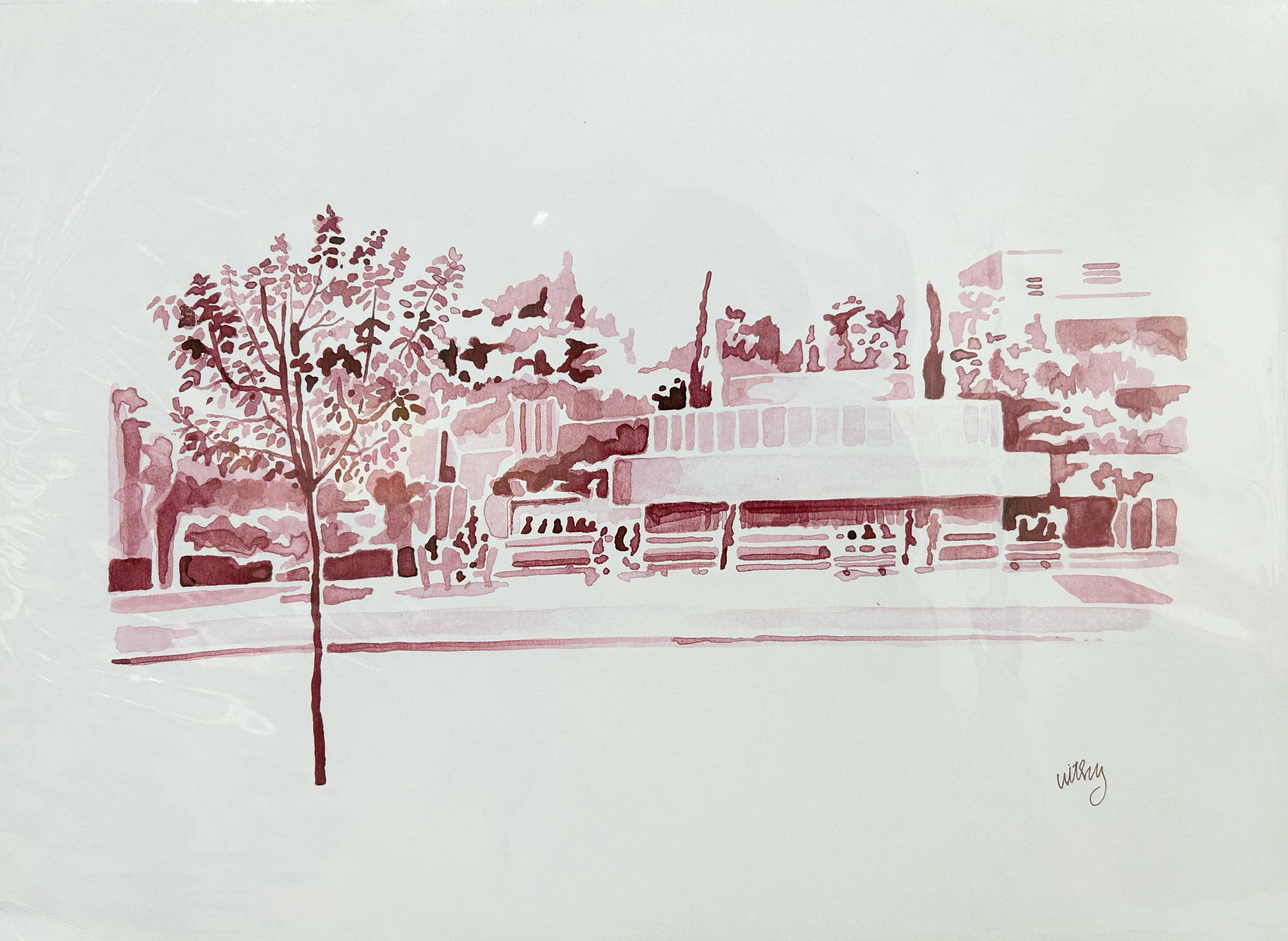 כיכר דיזנגוף ורוד - הדפס A3