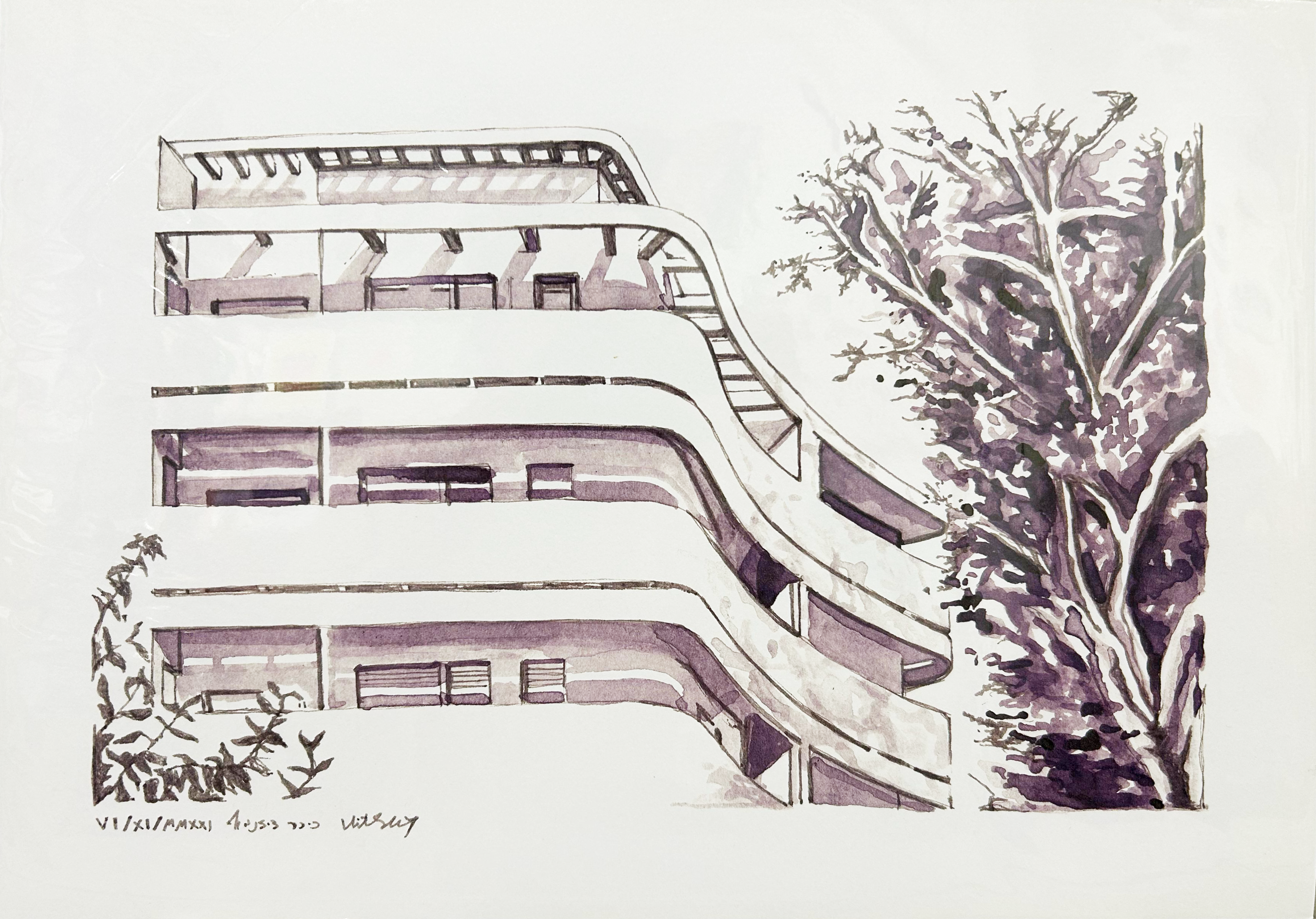 כיכר דיזנגוף אפור - הדפס A3