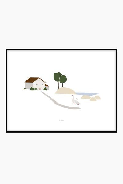 הדפס ברווזים בכפר | מיכוש