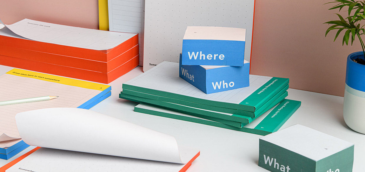 בלוק פתקים Who What Where - כחול