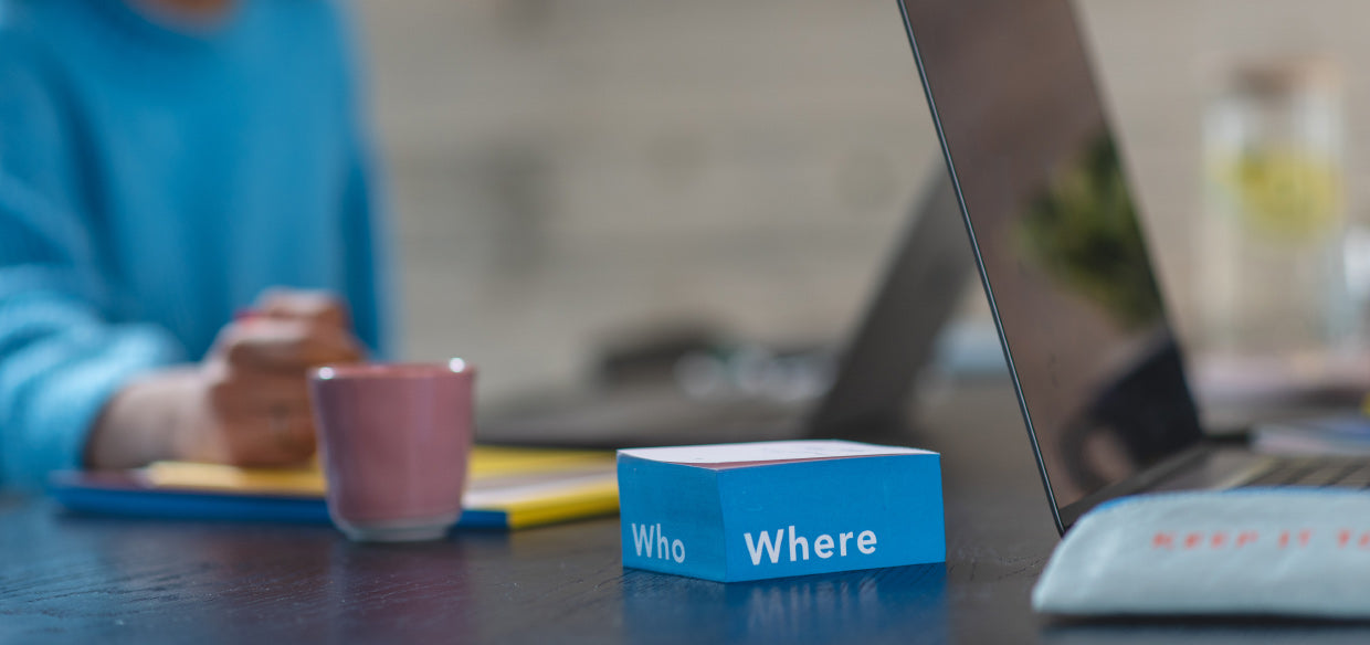 בלוק פתקים Who What Where - כחול