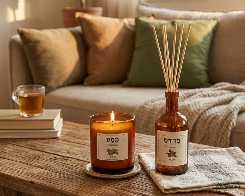 מפיץ ריח לבית בניחוח פרדס מסדרת תוצרת ונר בניחוח מטע